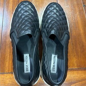 Steve Madden Black Quilted Slip-On Shoes